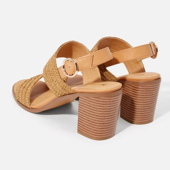 JustFab Women Ishla Blocked Heeled Sandals size 11 gently used color natural - Picture 2 of 15